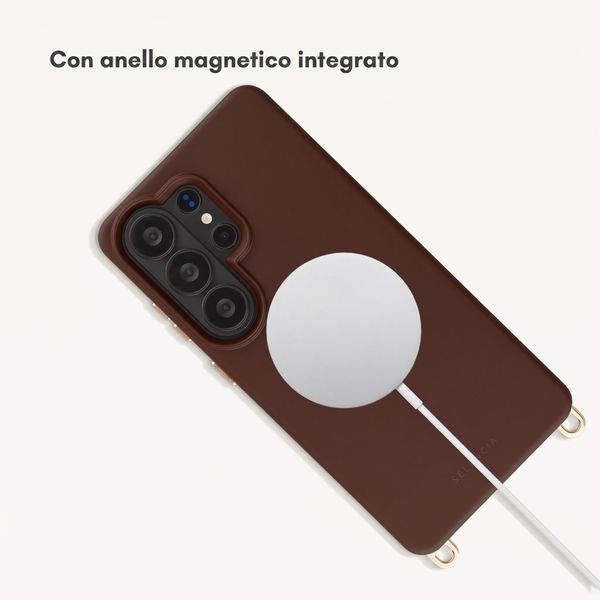 Selencia Cover posteriore Rivièra con MagSafe con ganci rimovibili Samsung Galaxy S26 Ultra - Choco Brown