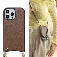 Selencia Cover per telefono Nova con cordino e portacarte Apple iPhone 16 Pro Max - Mocha Brown