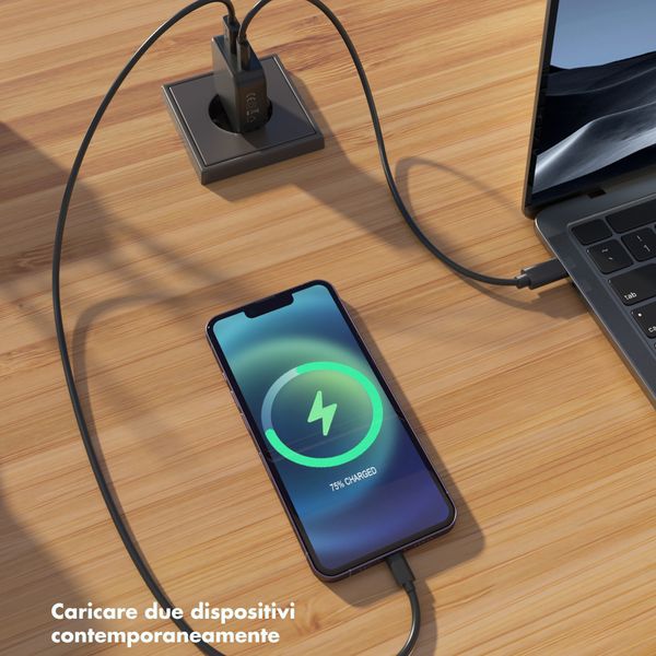 Accezz Caricabatterie GaN Ultra Slim - USB-C + USB-A - 45 W - Nero