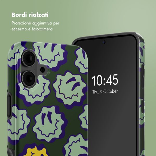 Selencia Cover posteriore Vivid con MagSafe Apple iPhone 16 - Wavy Smiley Green