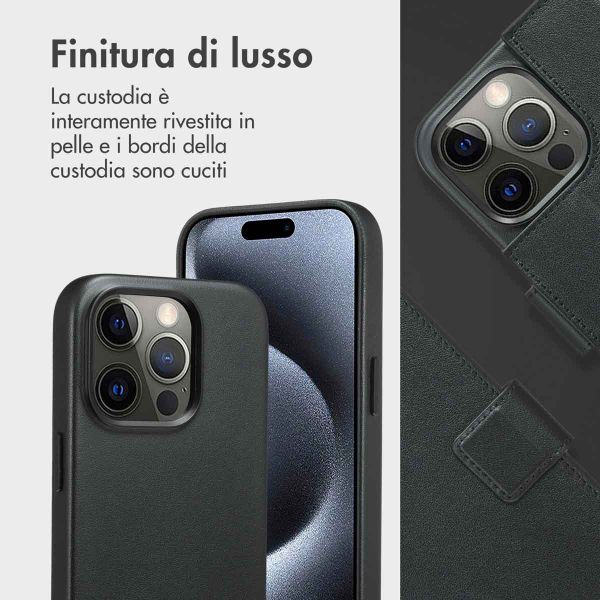 Accezz Cover in pelle 2 in 1 con MagSafe Apple iPhone 15 Pro - Onyx Black