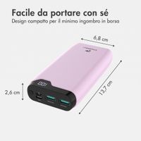 imoshion Powerbank da 20.000 mAh - Caricabatterie rapido da 22,5 W - USB-C / USB-A - Rosa