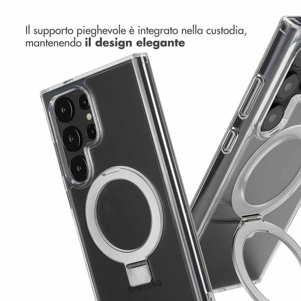 Accezz Cover con anello e supporto con MagSafe Samsung Galaxy S24 Ultra - Trasparente