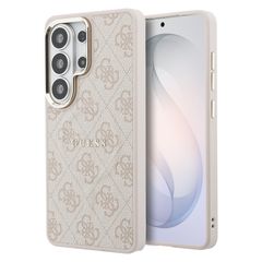 Guess Cover Posteriore 4G Leather con MagSafe Samsung Galaxy S26 Ultra - Gold Edge - Pink