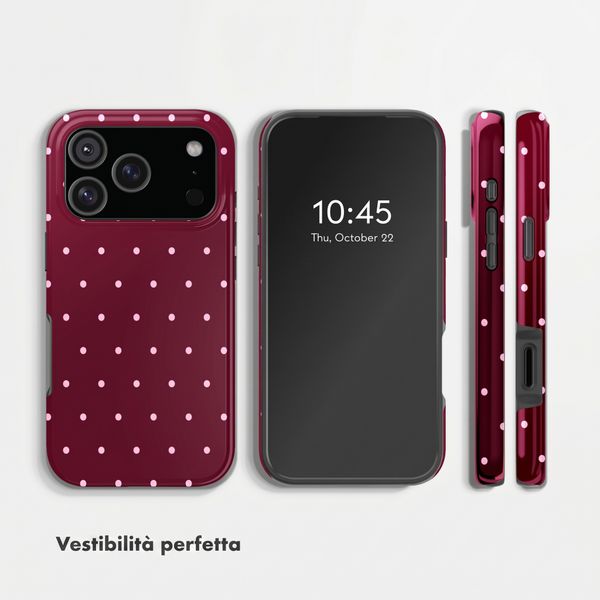 Selencia Cover posteriore Vivid con MagSafe Apple iPhone 17 Pro - Happy Dots Burgundy