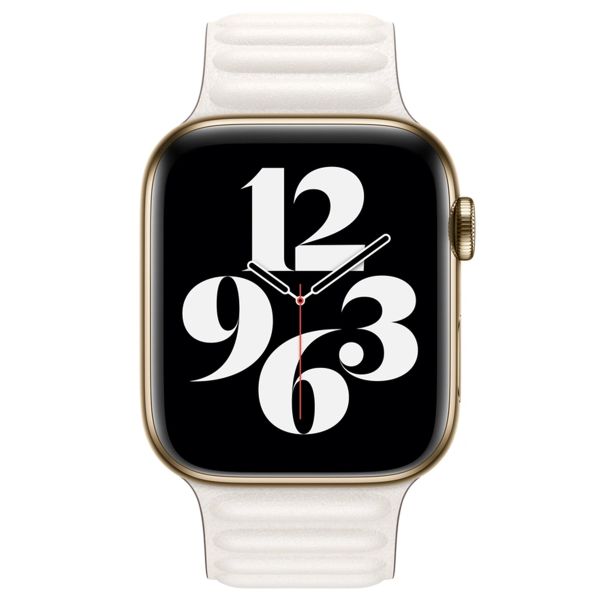 Apple Cinturino Leather Link Apple Watch | 44/45/46/49 mm - Taglia M/L - Chalk