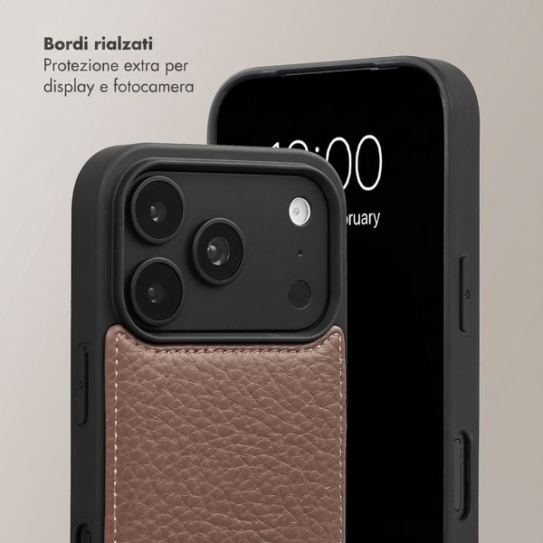 Selencia Cover per telefono Nova con cordino e portacarte Apple iPhone 18 Pro / 17 Pro - Mocha Brown