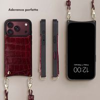 Selencia Cover per telefono Nova Croco con cordino e portacarte Apple iPhone 18 Pro Max / 17 Pro Max - Burgundy