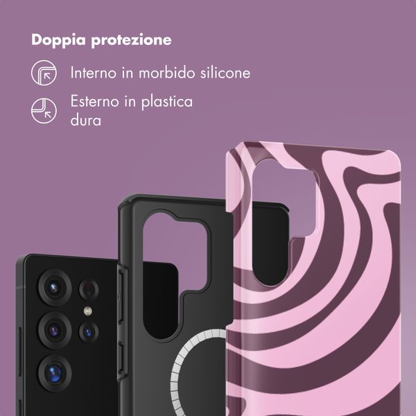 Selencia Cover posteriore Vivid con MagSafe Samsung Galaxy S25 Ultra - Wavy Swirl Pink Plum