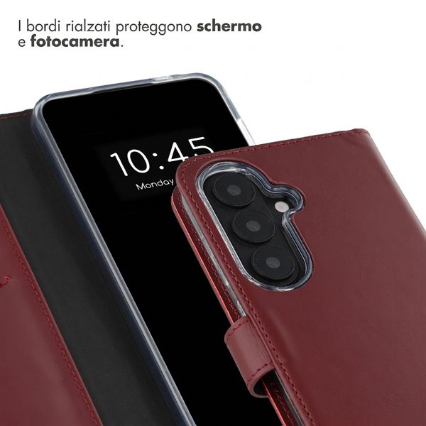 Selencia Cover a libro in vera pelle Samsung Galaxy S26 - Burgundy