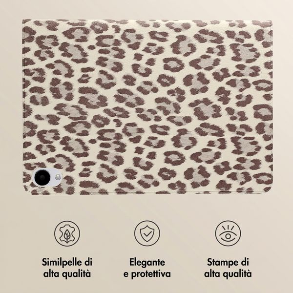 Selencia Libreria Sabi con stampa leopardata Samsung Galaxy Tab S11 - Soft Ivory