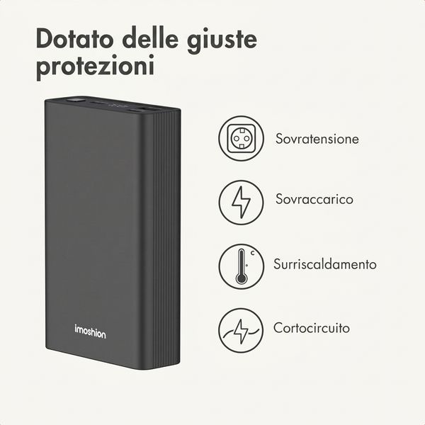 imoshion Powerbank in alluminio Ultra Series 20.000 mAh - Ricarica rapida fino a 33 watt - Nero
