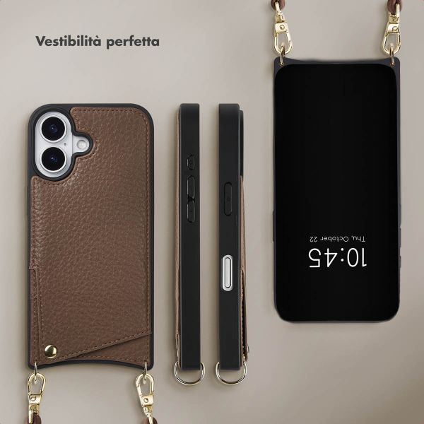 Selencia Cover per telefono Nova con cordino e portacarte Apple iPhone 17 - Mocha Brown