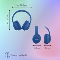 imoshion Cuffie wireless per bambini con LED Light - Limitatore di decibel - Con cavo AUX - Cobalt Blue