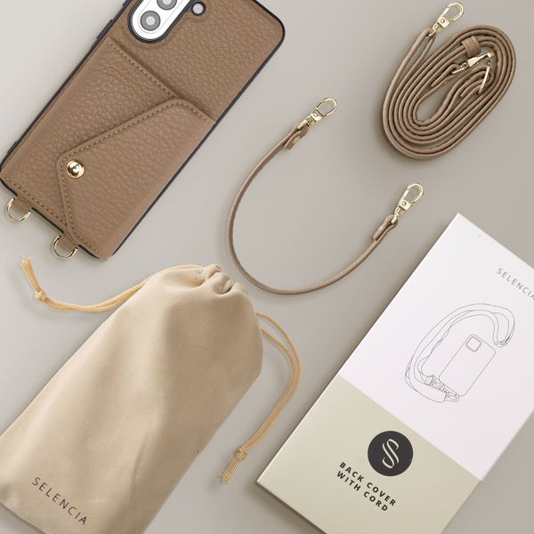 Selencia Cover per telefono Sera con cordino e portacarte a busta Samsung Galaxy A57 (5G) - Taupe