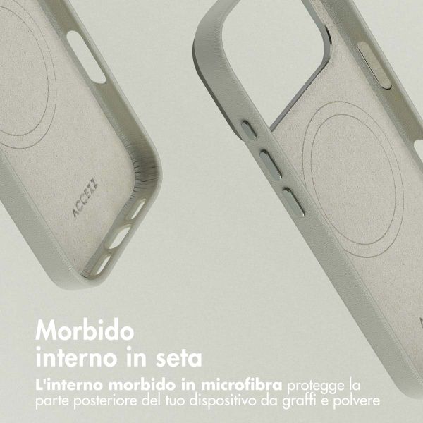 Accezz Cover in Pelle con MagSafe Apple iPhone 17 Pro Max - Light Grey