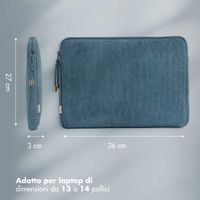 Selencia Cover per laptop in velluto a coste 13-14 pollici - Sleeve per laptop - Slate Blue