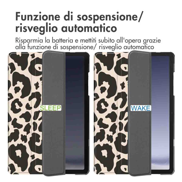 imoshion Cover Trifold Design Samsung Galaxy Tab A9 Plus - Leopard