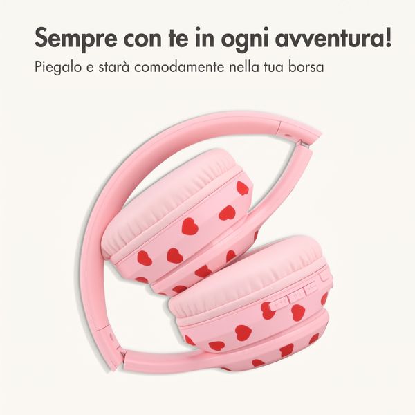 imoshion Cuffie wireless per bambini con LED Light - Limitatore di decibel - Con cavo AUX - Cuoricini