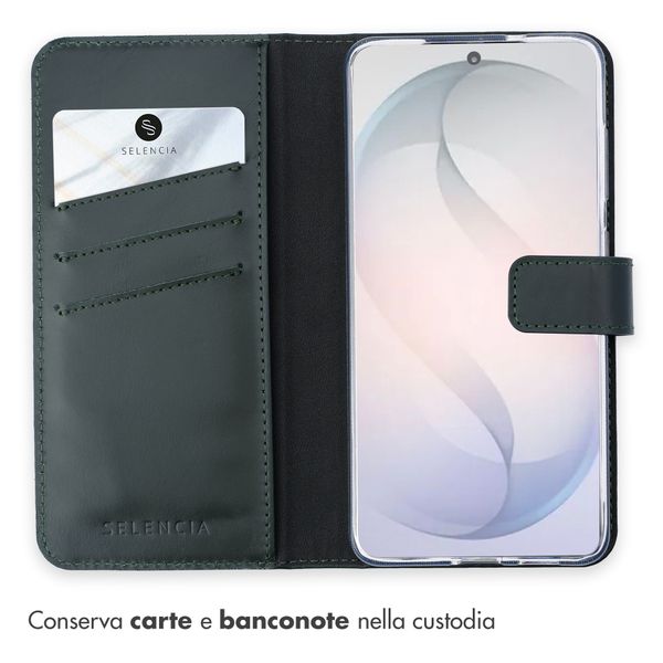 Selencia Cover a libro in vera pelle Samsung Galaxy S26 - Verde