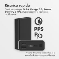 imoshion Powerbank in alluminio Ultra Series 20.000 mAh - Ricarica rapida fino a 33 watt - Nero