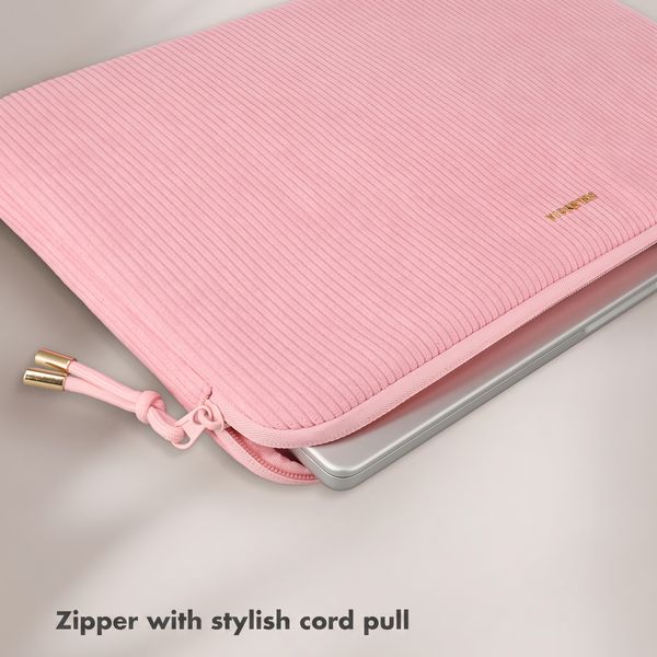 Selencia Cover per laptop in velluto a coste 15-16 pollici - Sleeve per laptop - Soft Blush