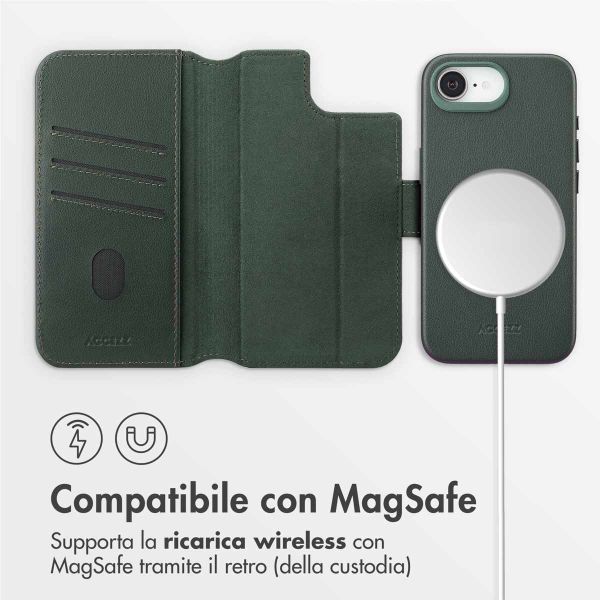 Accezz Cover in pelle 2 in 1 con MagSafe Apple iPhone 17e / 16e - Cedar Green