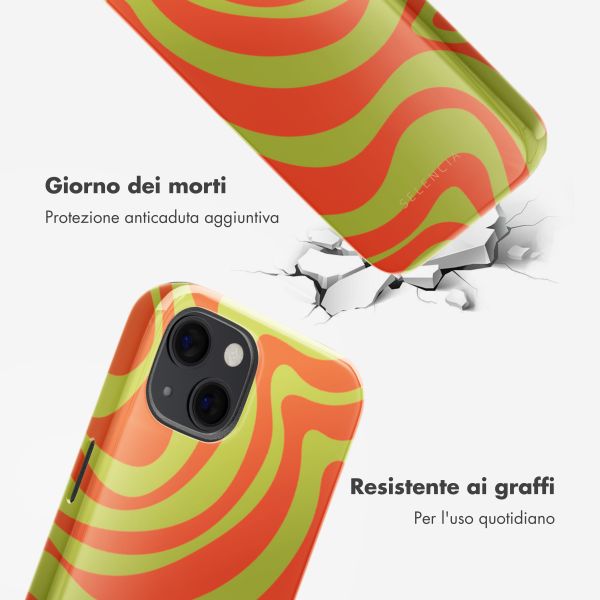 Selencia Cover posteriore Vivid con MagSafe Apple iPhone 13 - Wavy Swirl Orange Fern