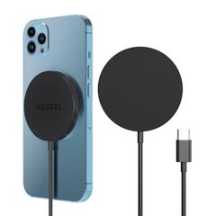 Accezz Caricabatterie Wireless USB-C - Caricatore Senza Fili MagSafe e Qi2 - 1 metro - Nero