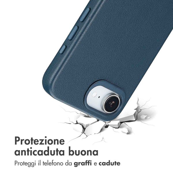Accezz Cover in Pelle con MagSafe Apple iPhone 17e / 16e - Nightfall Blue