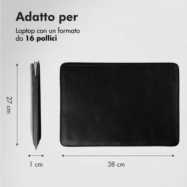 Accezz Cover in pelle per Apple MacBook 16 pollici - Laptopsleeve - Nera