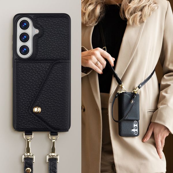 Selencia Cover per telefono Sera con cordino e portacarte a busta Samsung Galaxy A27 (5G) - Nero