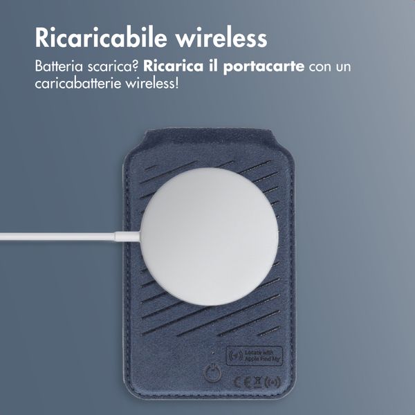 Accezz Portafoglio in pelle magnetico con supporto - Compatibile con Apple Find My - Nightfall Blue