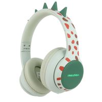 imoshion Cuffie Bluetooth Kids Dino - Cuffie per bambini con limitatore di decibel - Cuffie wireless + cavo AUX - Brown / Orange