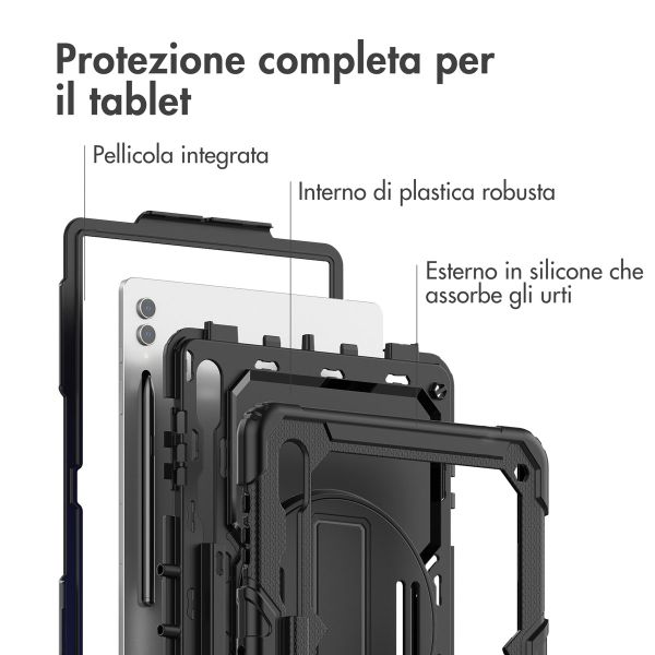 Accezz Cover Posteriore Resistente con tracolla Samsung Galaxy Tab S10 Ultra / Tab S9 Ultra - Nero