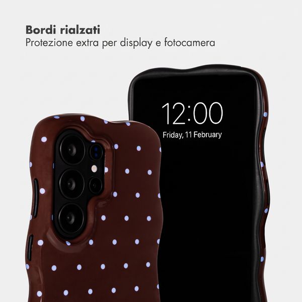 Selencia Cover Vivid Wavy con MagSafe Samsung Galaxy S26 Ultra - Happy Dots Chocolate