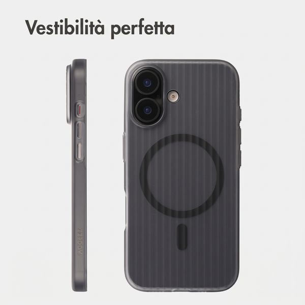 Accezz Cover Lite con MagSafe | Fluted | Apple iPhone 16 - Grigio