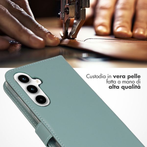 Selencia Cover a libro in vera pelle Samsung Galaxy A55 - Air Blue
