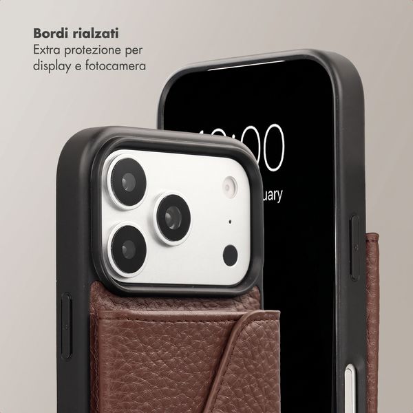 Selencia Cover per telefono Sera con cordino e portacarte a busta Apple iPhone 17 Pro Max - Chocolate Brown