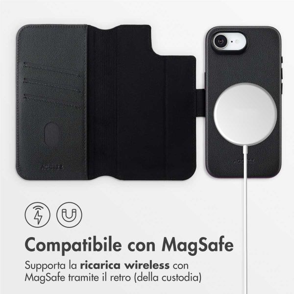 Accezz Cover in pelle 2 in 1 con MagSafe Apple iPhone 17e / 16e - Onyx Black