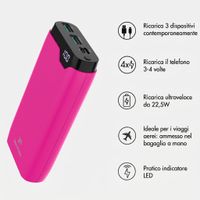 imoshion Powerbank da 20.000 mAh - Caricabatterie rapido da 22,5 W - USB-C / USB-A - Hot Pink