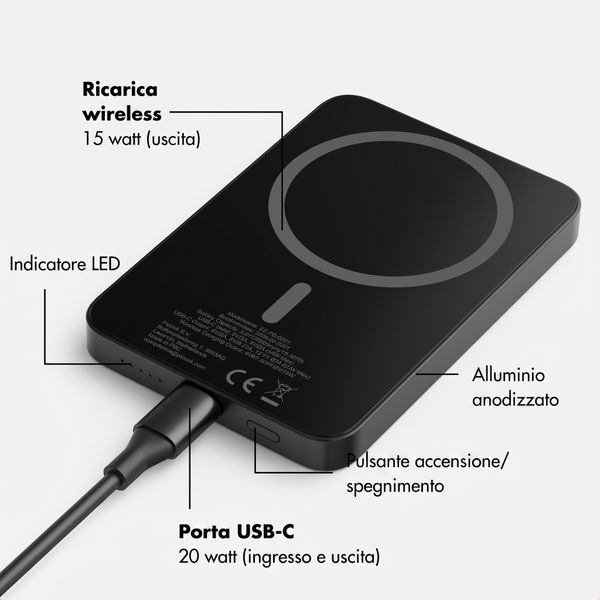 Selencia Vivid Powerbank 5.000 mAh - MagSafe e Qi - Nero / Choco Flower Pop
