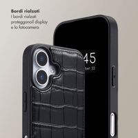 Selencia Cover per telefono Nova Croco con cordino e portacarte Apple iPhone 17 - Nero