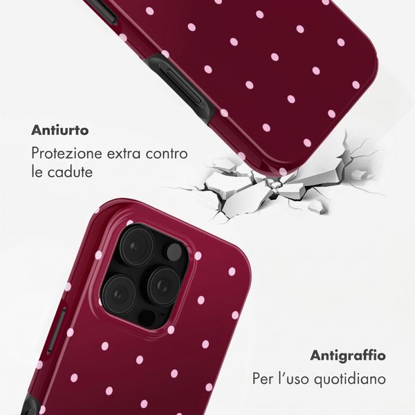 Selencia Cover Posteriore Vivid Apple iPhone 16 Pro - Happy Dots Burgundy