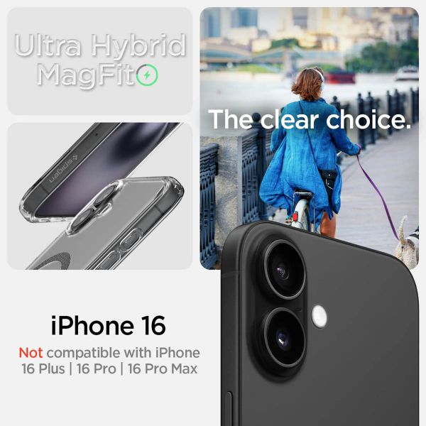 Spigen Cover Posteriore Ultra Ibrida con MagSafe Apple iPhone 16 - Carbon Fiber