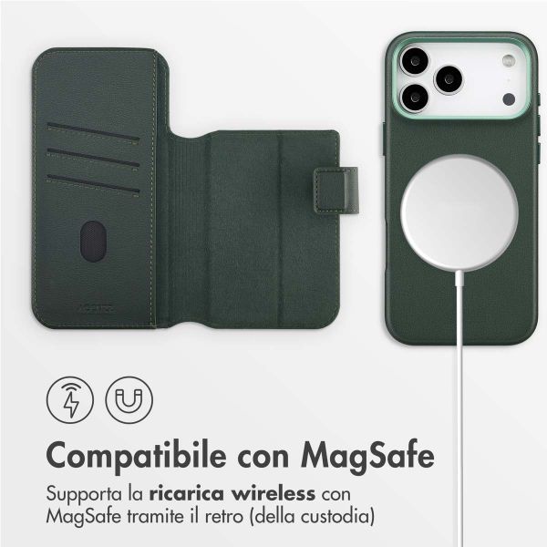Accezz Cover in pelle 2 in 1 con MagSafe Apple iPhone 17 Pro Max - Cedar Green