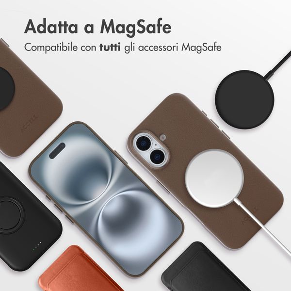 Accezz Cover in Pelle con MagSafe Apple iPhone 16 - Marrone caffè