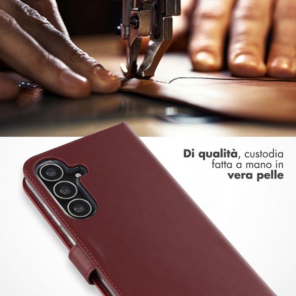 Selencia Cover a libro in vera pelle Samsung Galaxy S25 FE - Burgundy