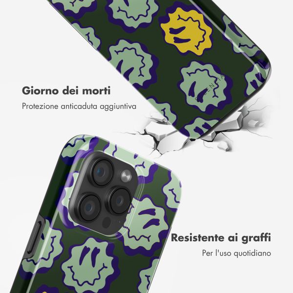 Selencia Cover posteriore Vivid con MagSafe Apple iPhone 15 Pro - Wavy Smiley Green