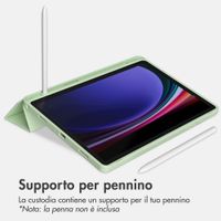 Accezz Cover a libro in silicone Smart Samsung Galaxy Tab A9 Plus - Verde chiaro